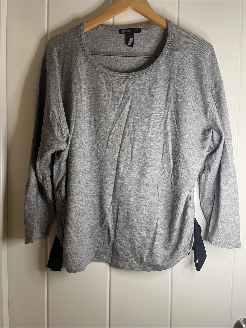 INC International Concepts Light Gray Side-Tie Pullover